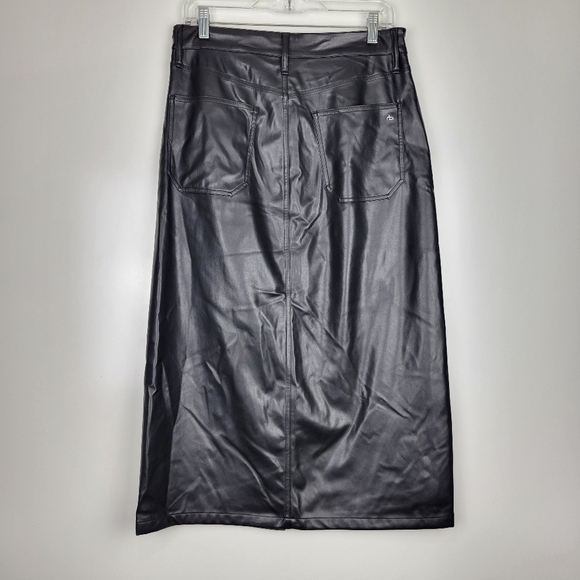 NWT Rag & Bone Sid Faux Leather Black Slit High Rise Skirt Size 28 - Picture 6 of 14